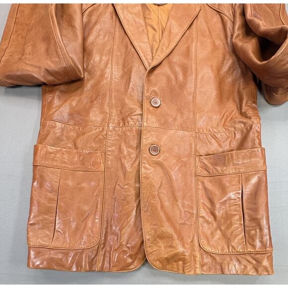 Vintage Berman's Leather Experts Men's Blazer Jacket Brown Size 44 Classic Style - Picture 6 of 11
